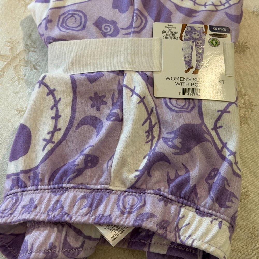 NWT Disney Nightmare Before Christmas Pajama Sleep Pants Purple Sz XS